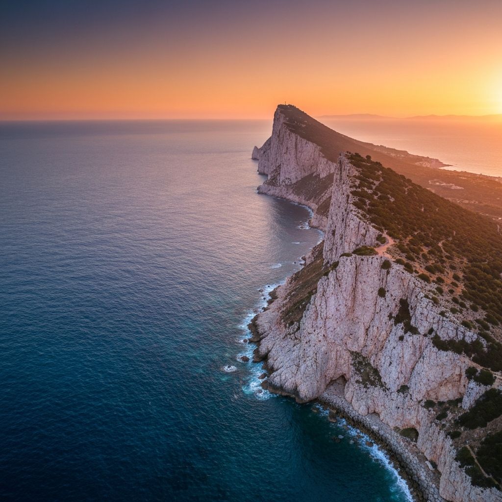 Gibraltar coastline at golden hour